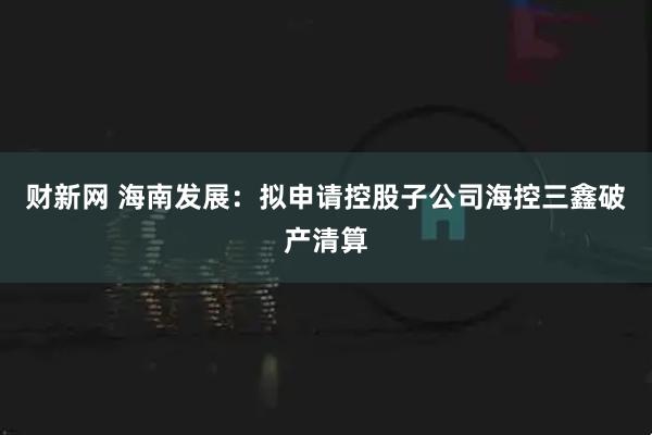 财新网 海南发展：拟申请控股子公司海控三鑫破产清算